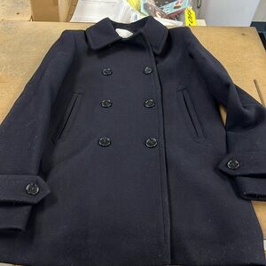 MNG black double breasted peacoat